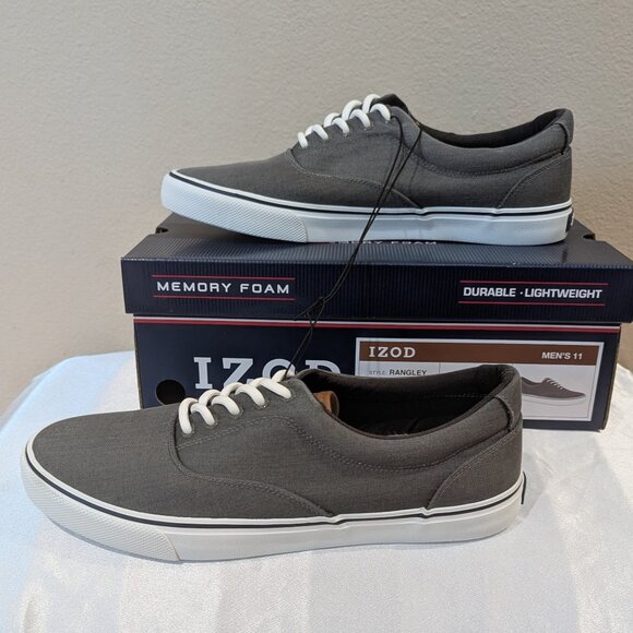 New Izod Men's Lace-Up Casual Canvas Shoes Gray 11 - Picture 1 of 4